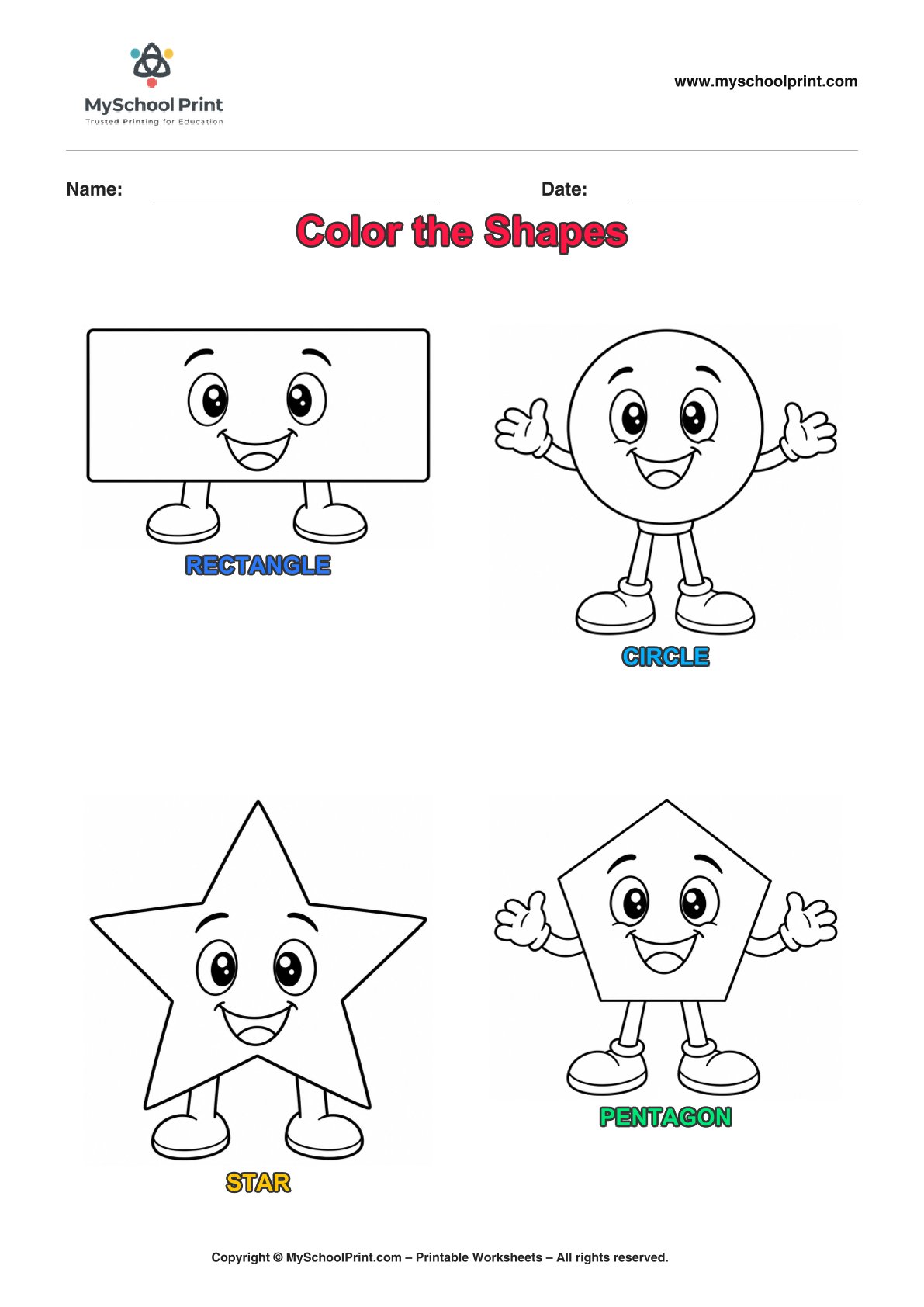 shape coloring worksheet 22 for preschool and kindergarten