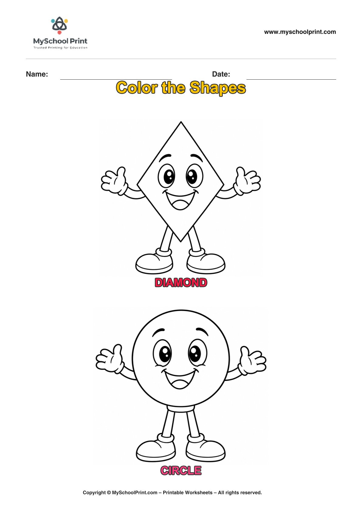 shape coloring worksheet 23 for preschool and kindergarten