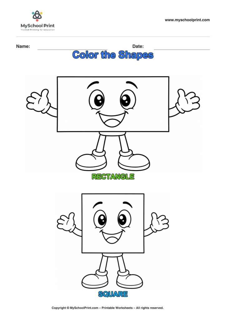 shape coloring worksheet 3 for preschool and kindergarten