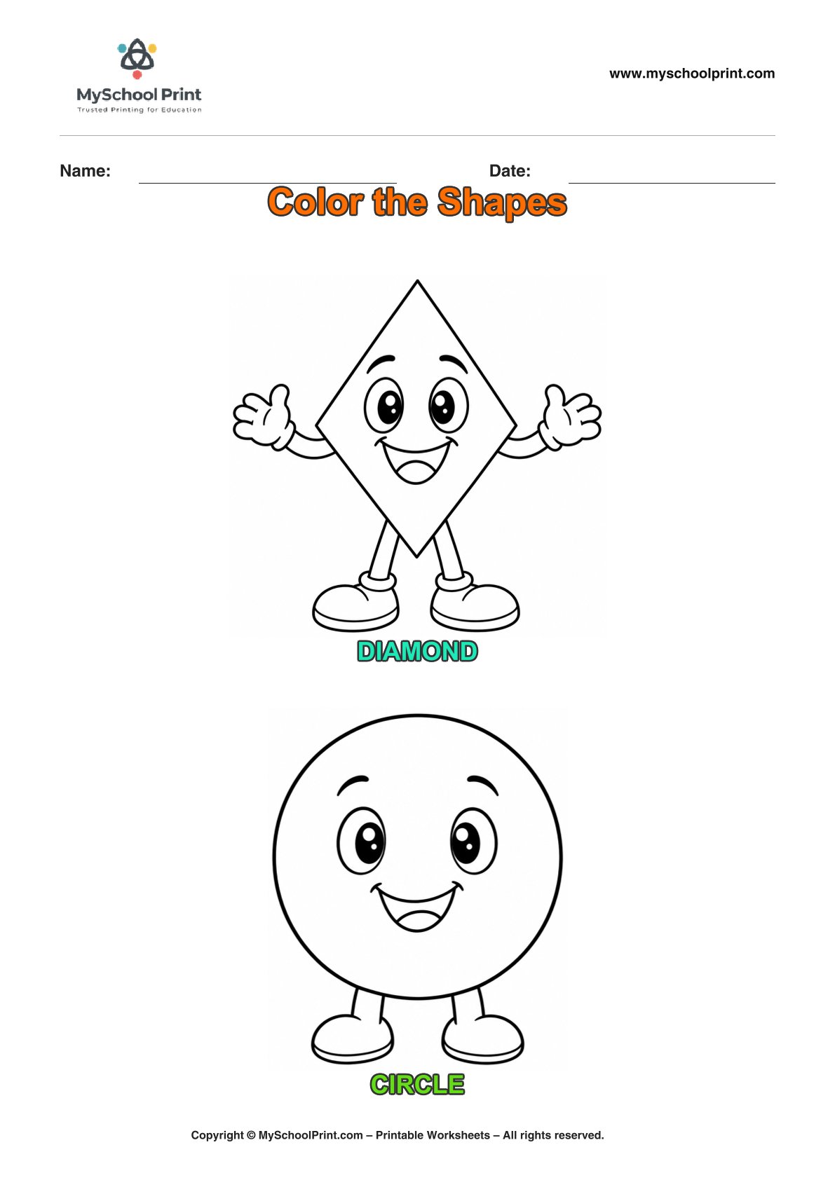 shape coloring worksheet 34 for preschool and kindergarten