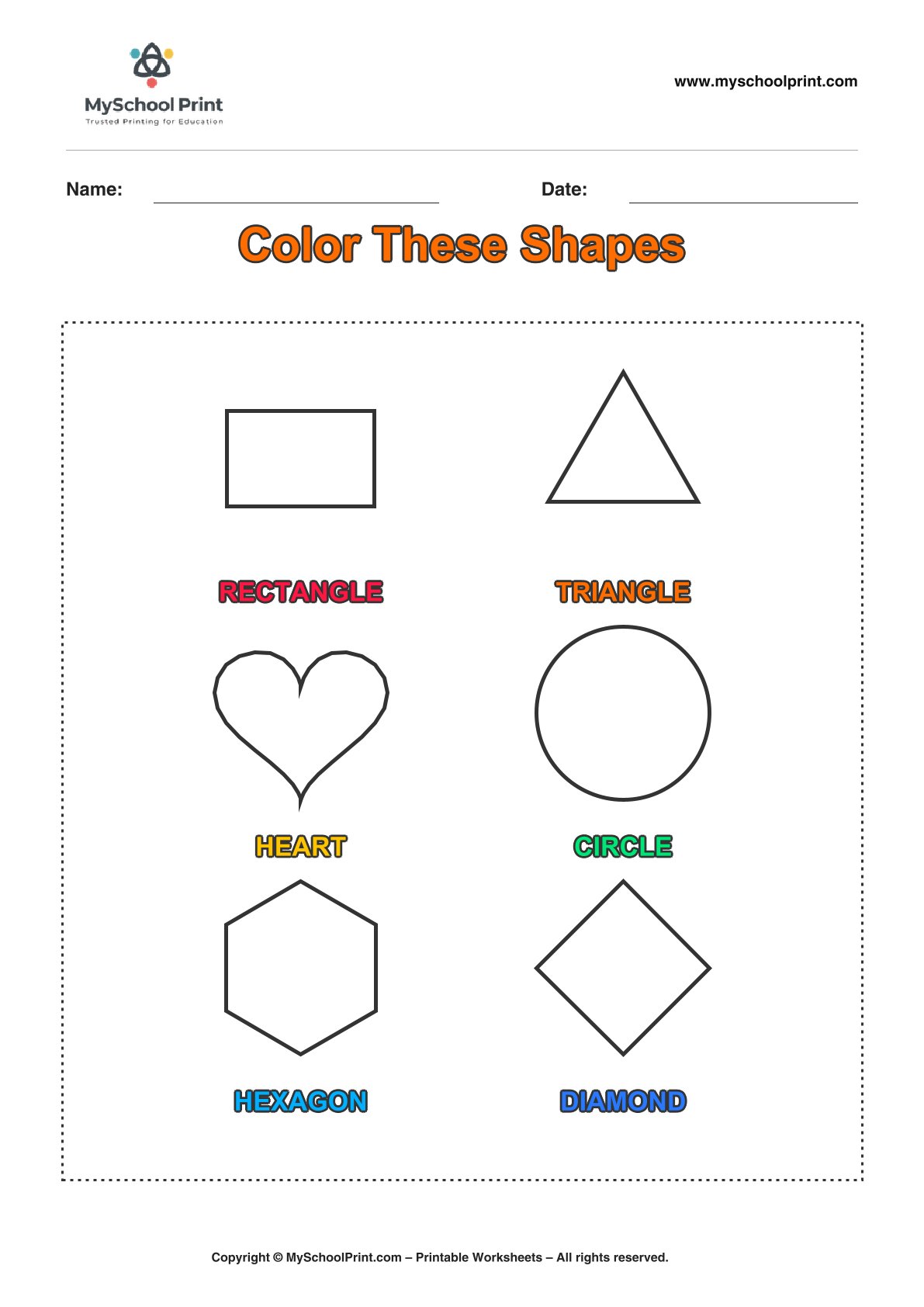 shape coloring worksheet 36 for preschool and kindergarten