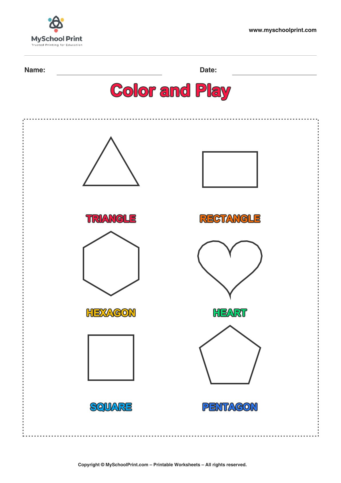 shape coloring worksheet 38 for preschool and kindergarten