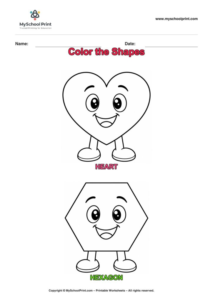 shape coloring worksheet 4 for preschool and kindergarten