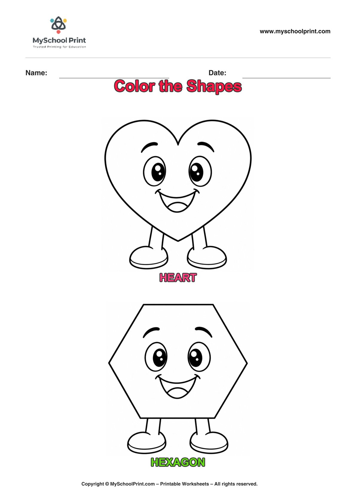 shape coloring worksheet 4 for preschool and kindergarten