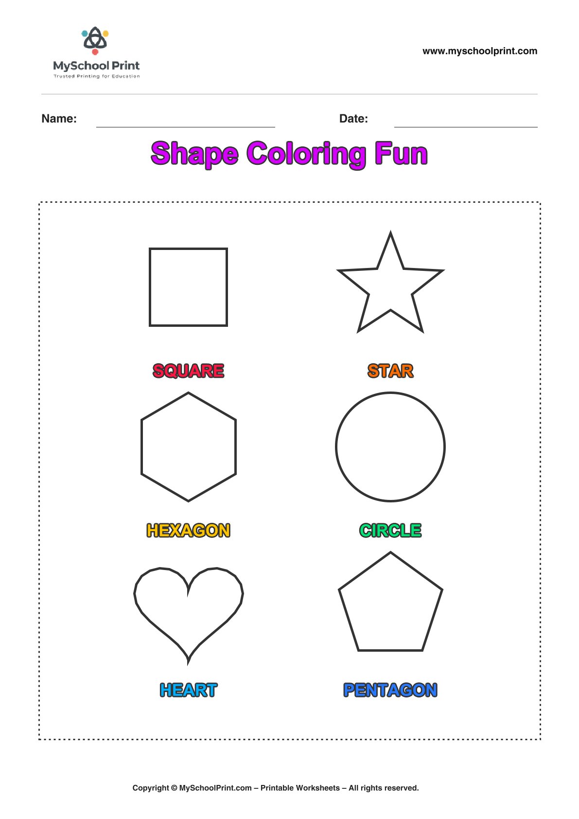 shape coloring worksheet 40 for preschool and kindergarten
