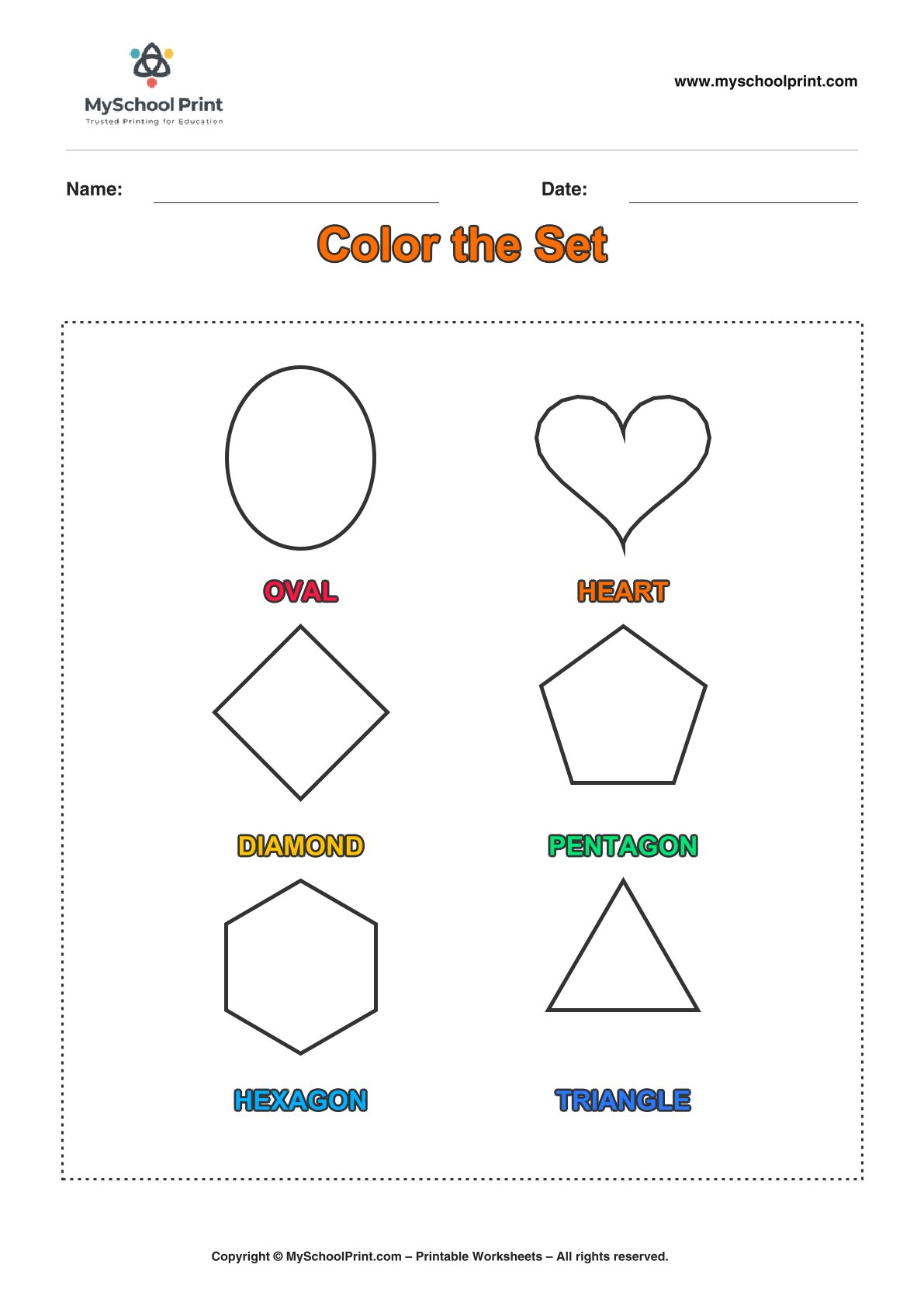 shape coloring worksheet 41 for preschool and kindergarten
