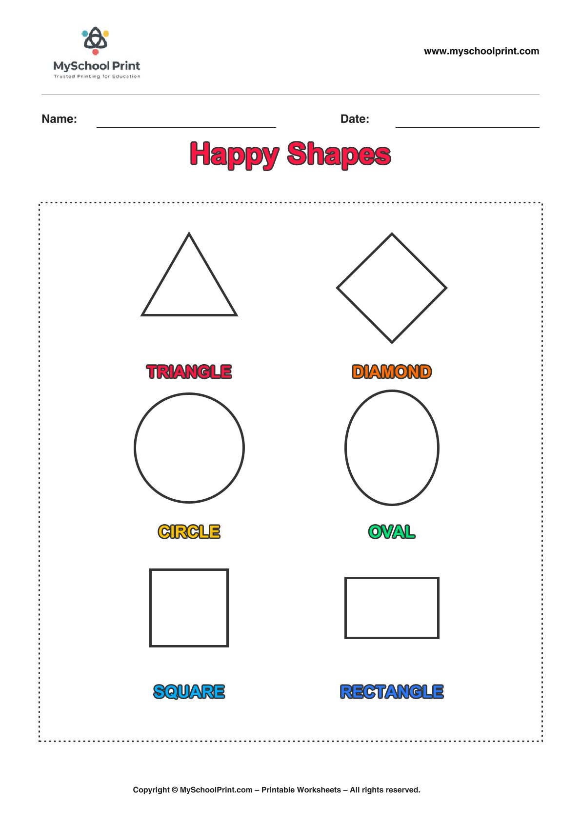 shape coloring worksheet 43 for preschool and kindergarten