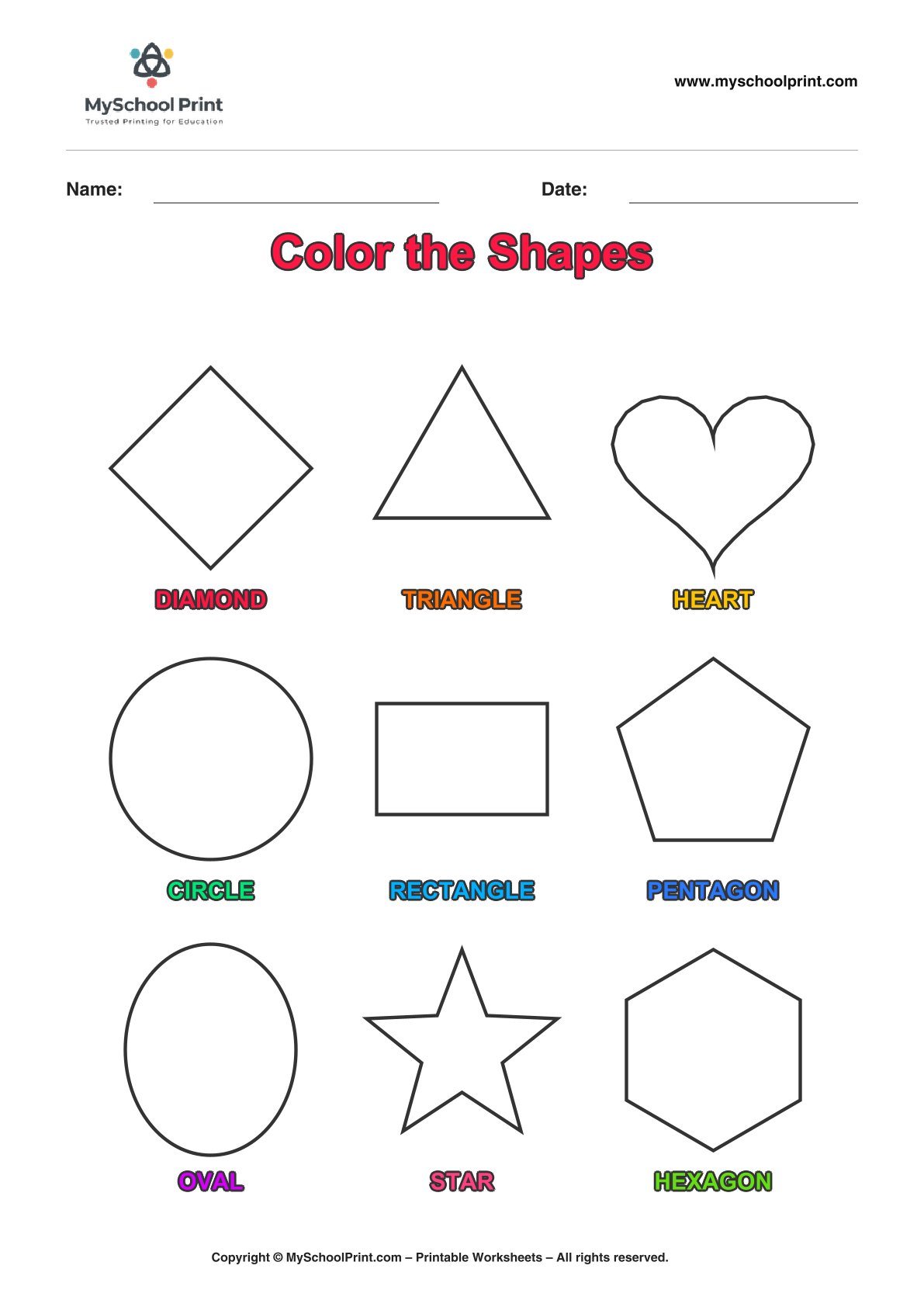 shape coloring worksheet 46 for preschool and kindergarten