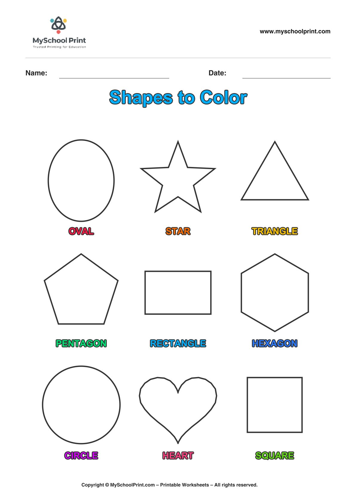 shape coloring worksheet 47 for preschool and kindergarten