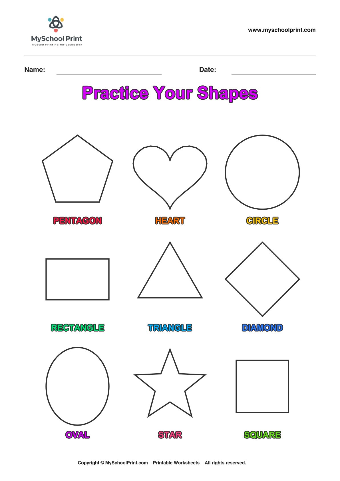 shape coloring worksheet 48 for preschool and kindergarten