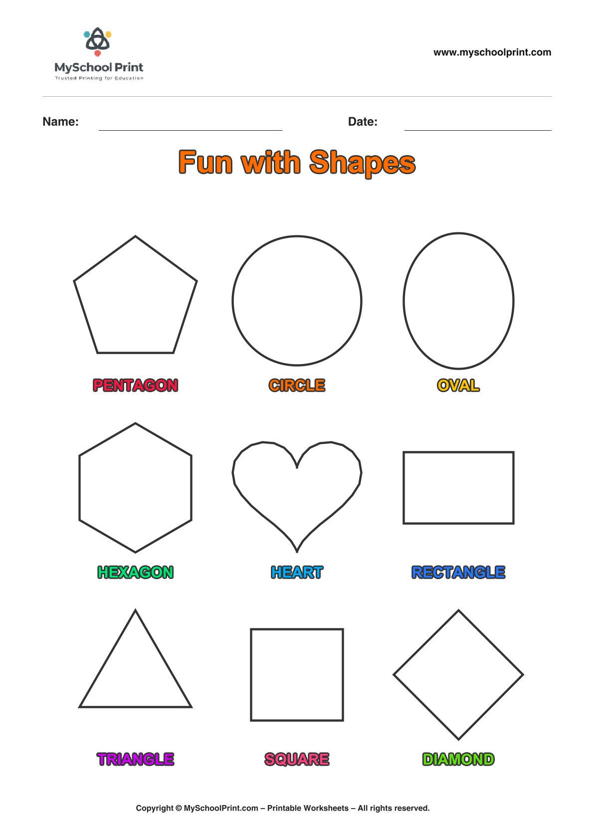 shape coloring worksheet 49 for preschool and kindergarten