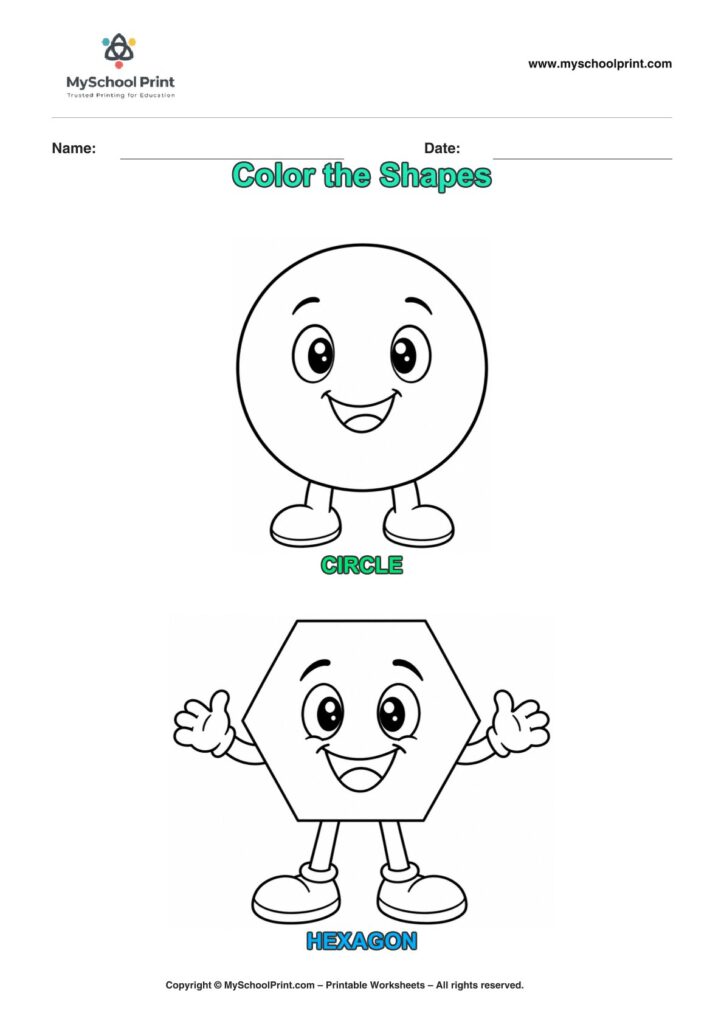 shape coloring worksheet 5 for preschool and kindergarten