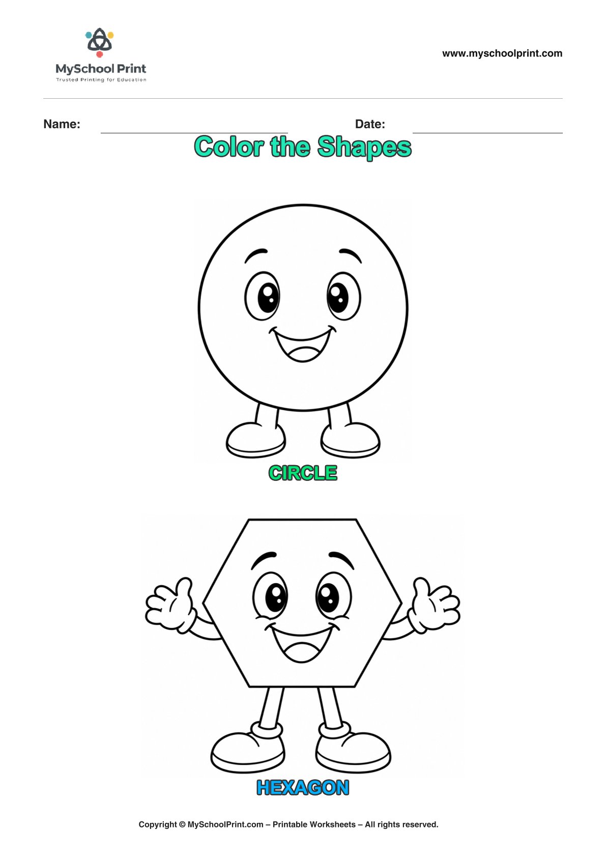 shape coloring worksheet 5 for preschool and kindergarten