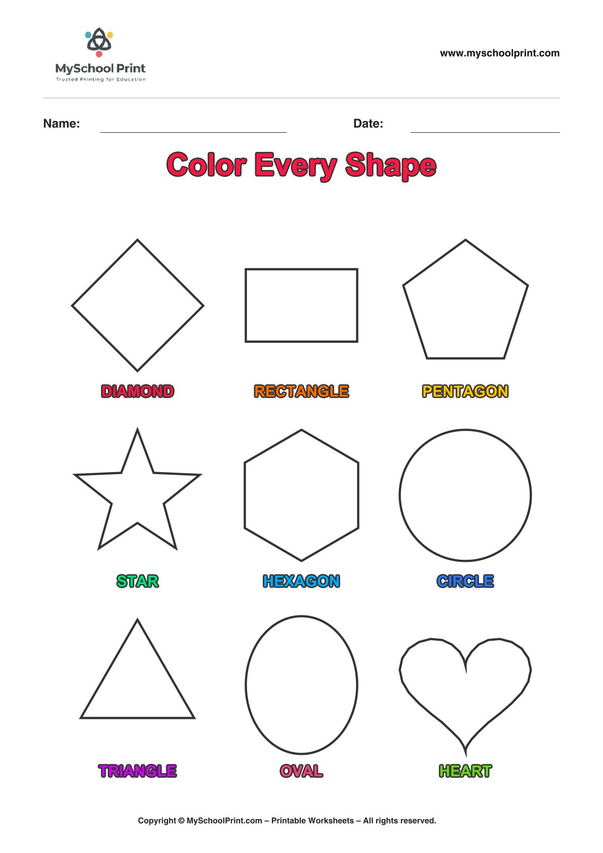 shape coloring worksheet 51 for preschool and kindergarten