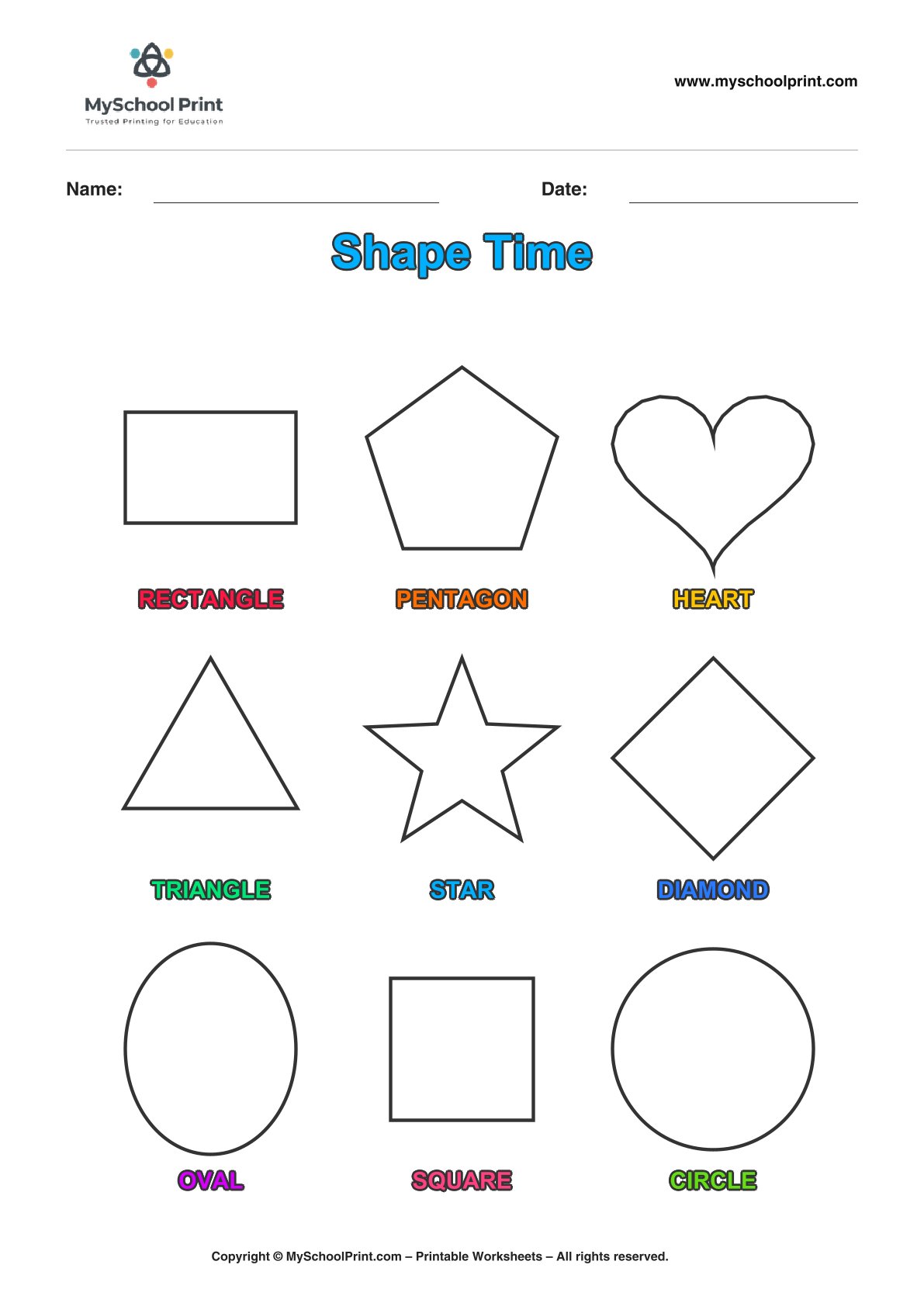 shape coloring worksheet 52 for preschool and kindergarten