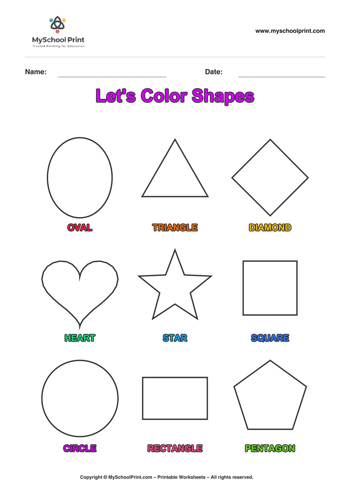 shape coloring worksheet 53 for preschool and kindergarten