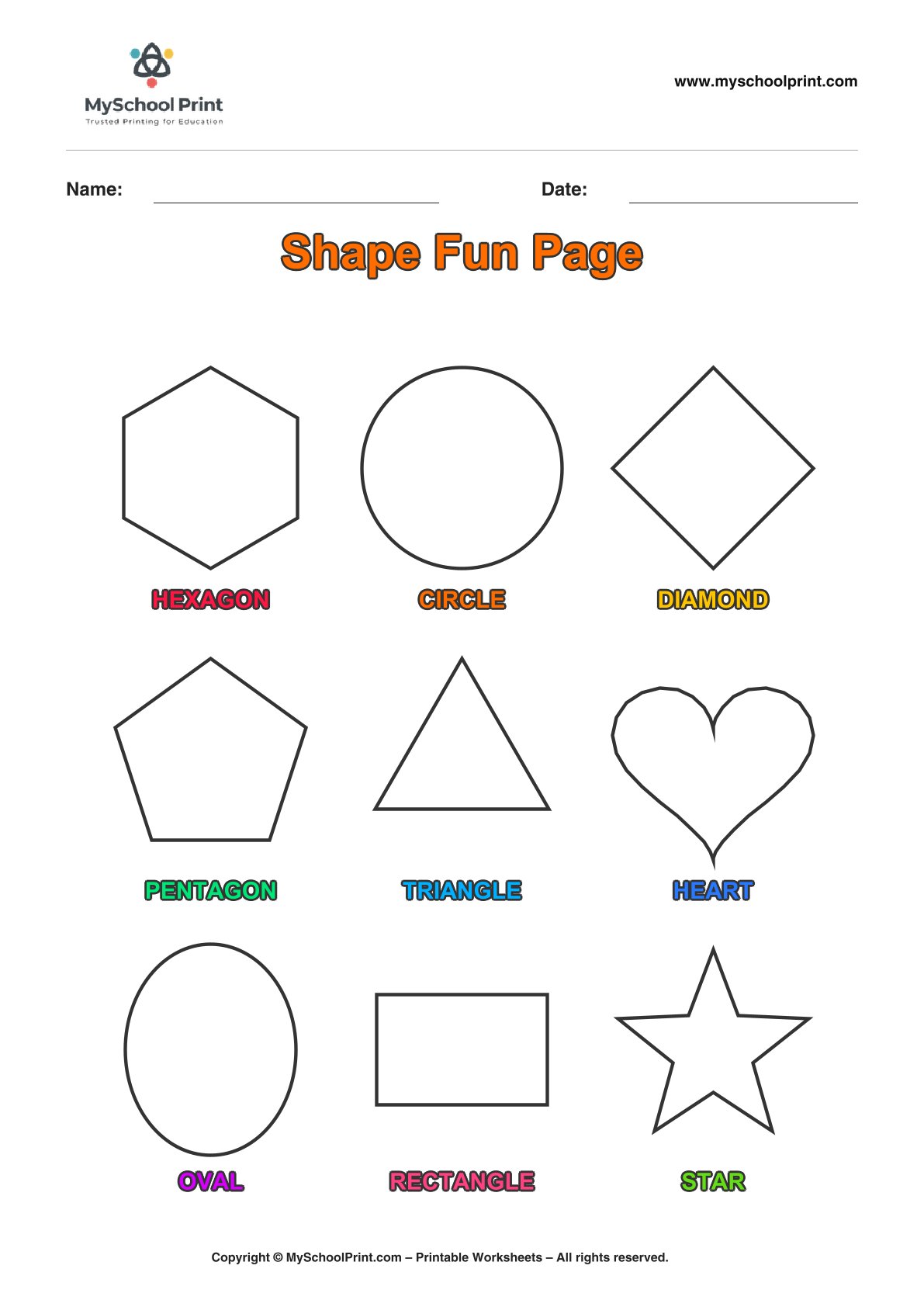 shape coloring worksheet 54 for preschool and kindergarten