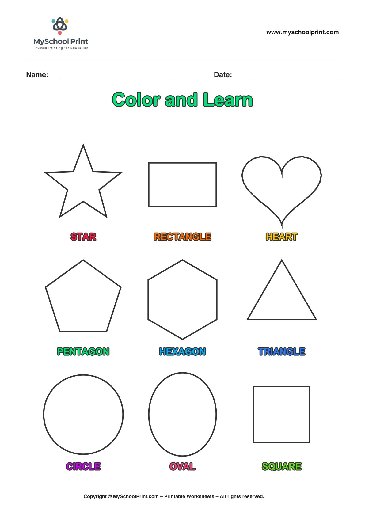 shape coloring worksheet 55 for preschool and kindergarten