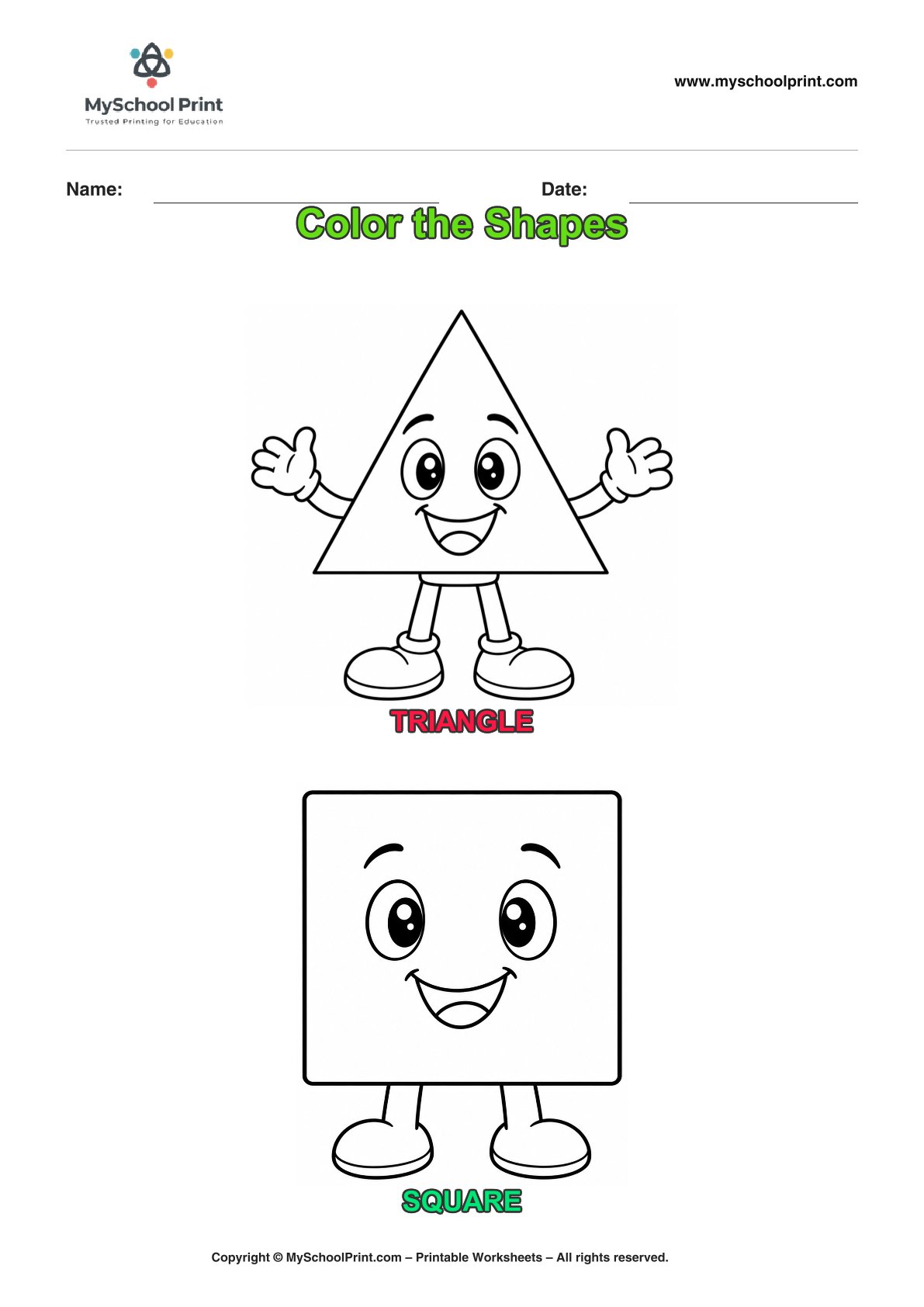 shape coloring worksheet 56 for preschool and kindergarten
