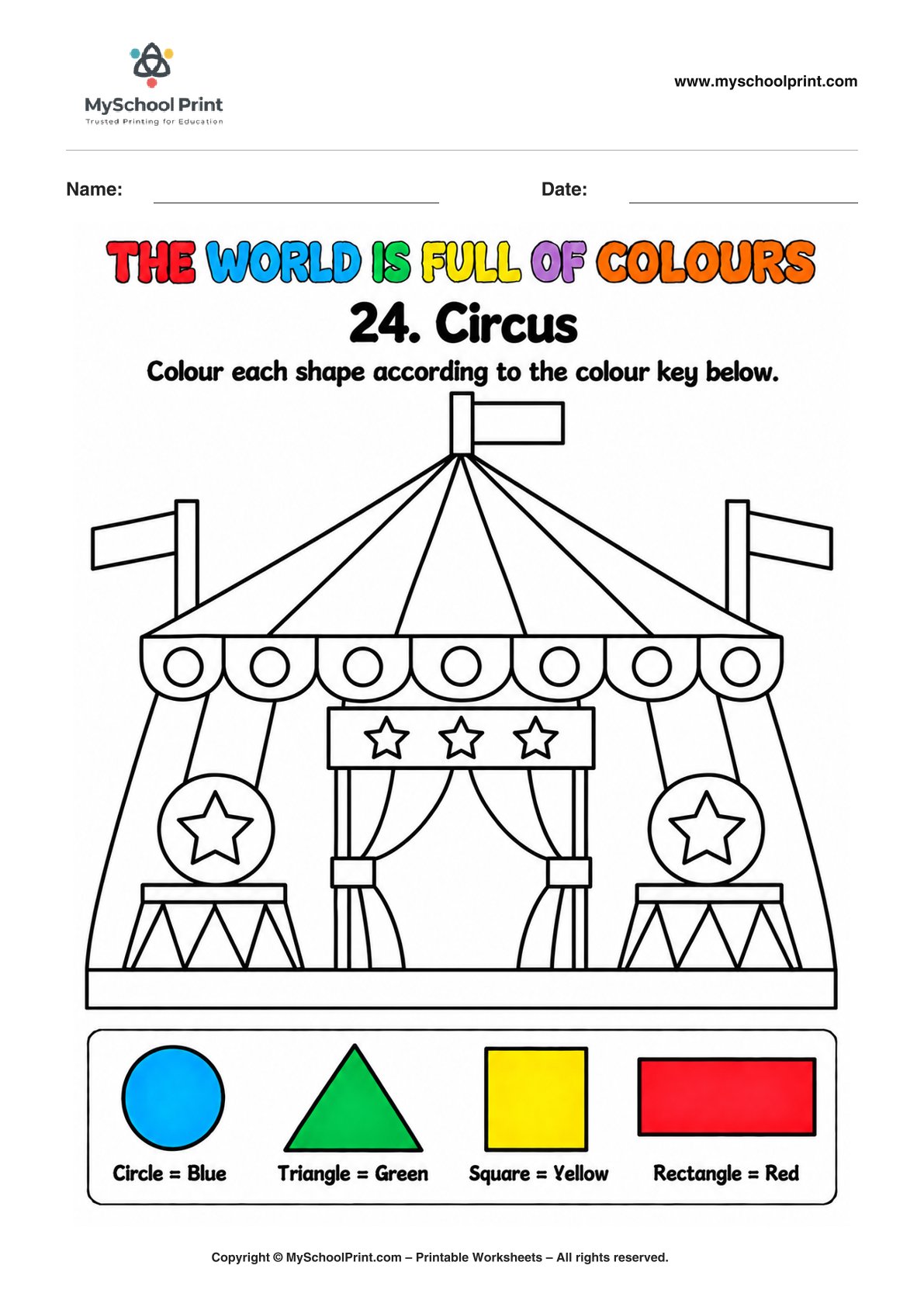 shape coloring worksheet 69 for preschool and kindergarten
