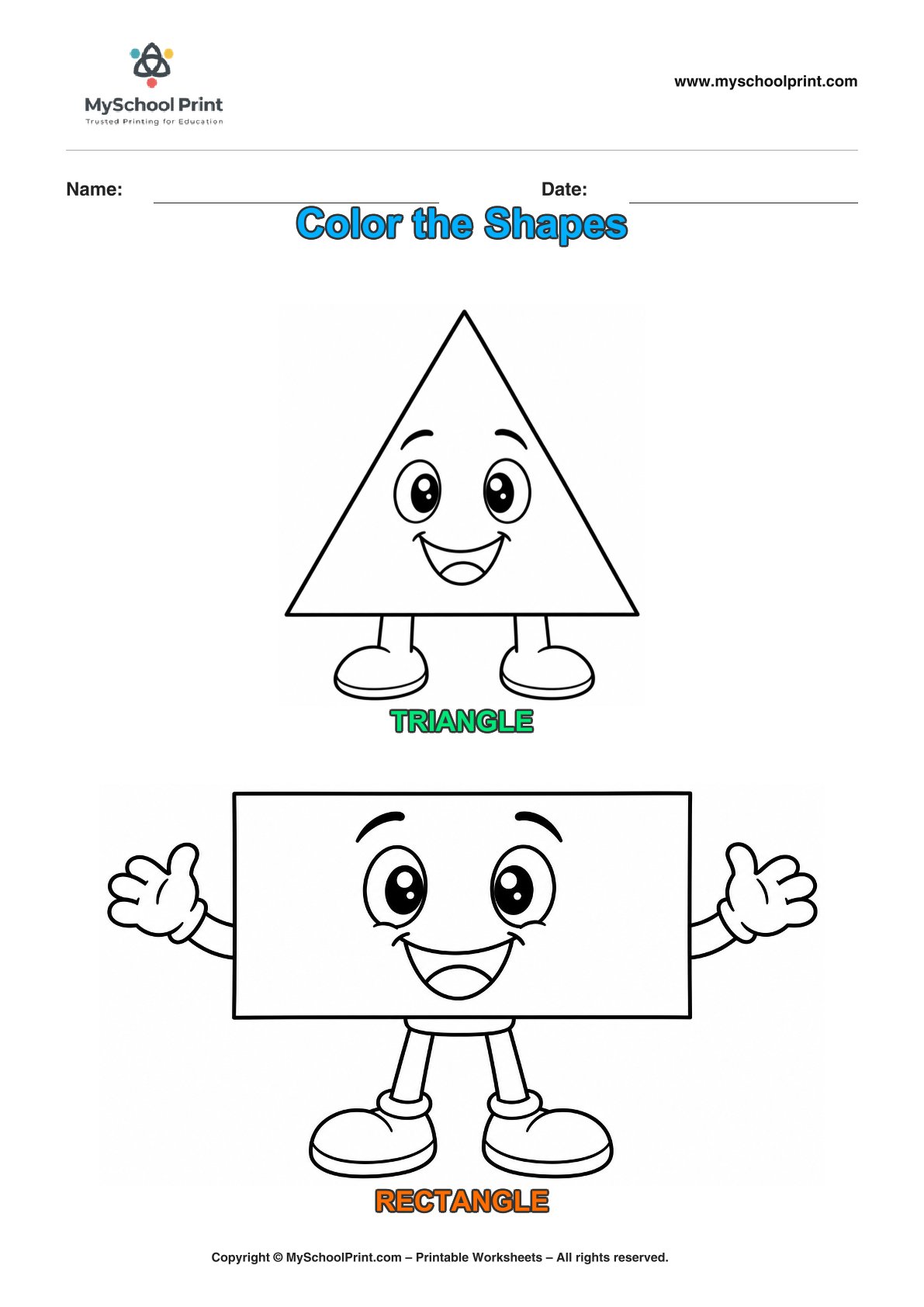 shape coloring worksheet 7 for preschool and kindergarten