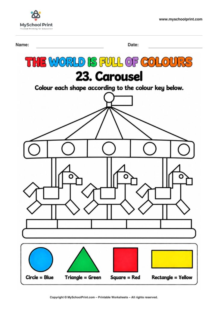 shape coloring worksheet 70 for preschool and kindergarten