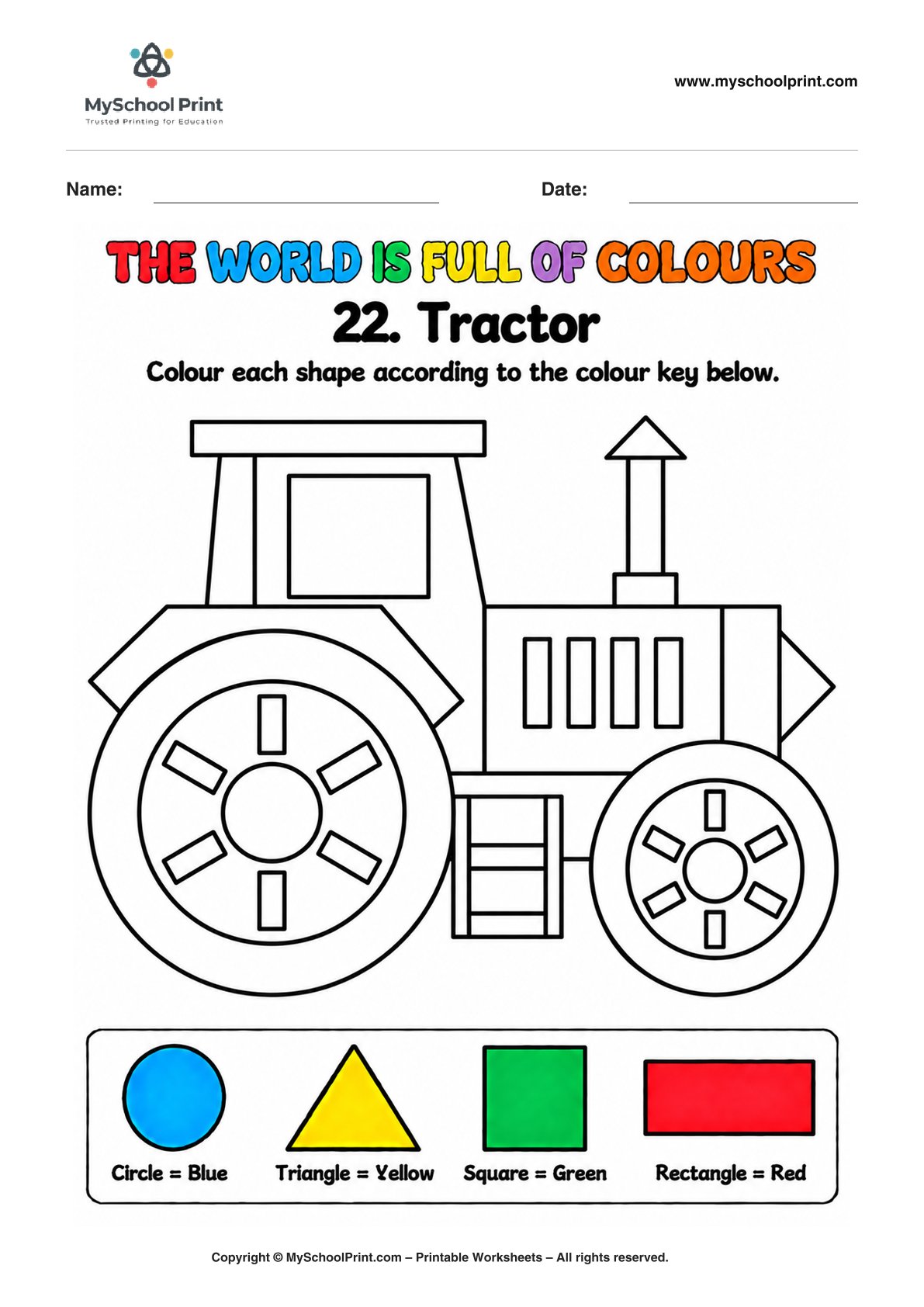 shape coloring worksheet 71 for preschool and kindergarten