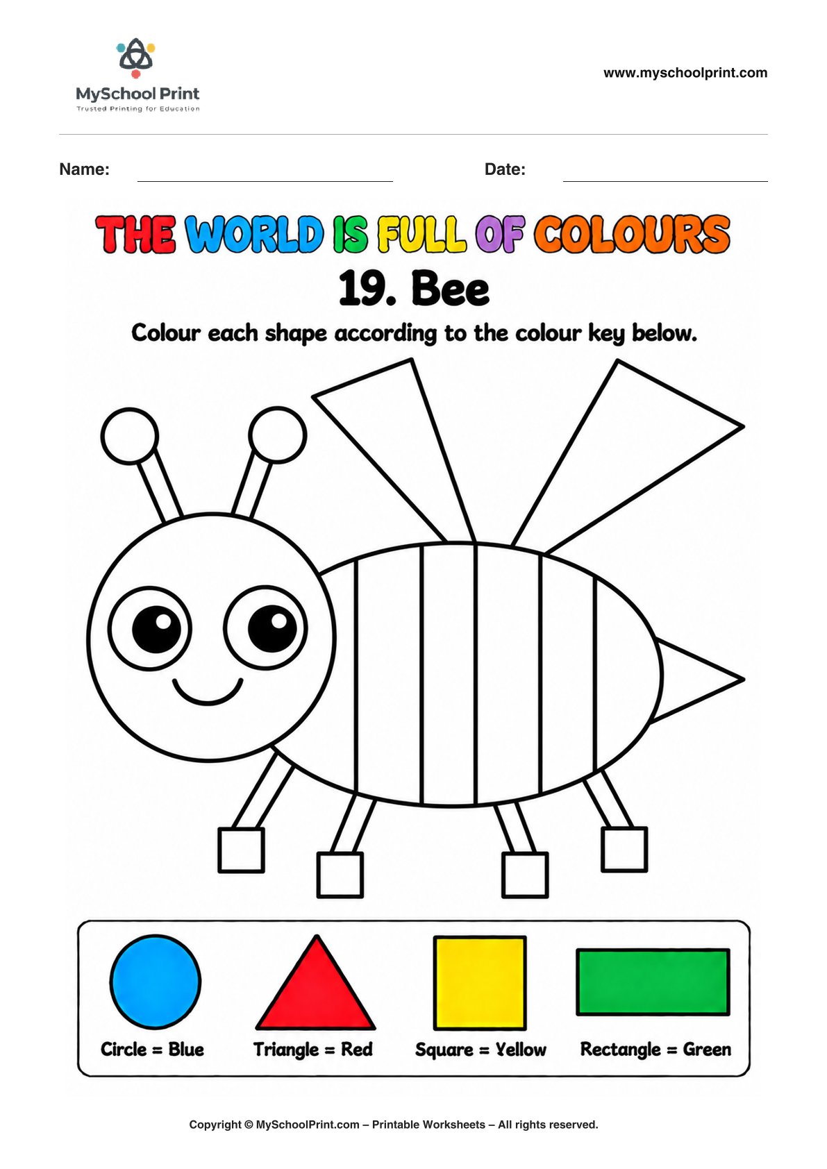 shape coloring worksheet 74 for preschool and kindergarten