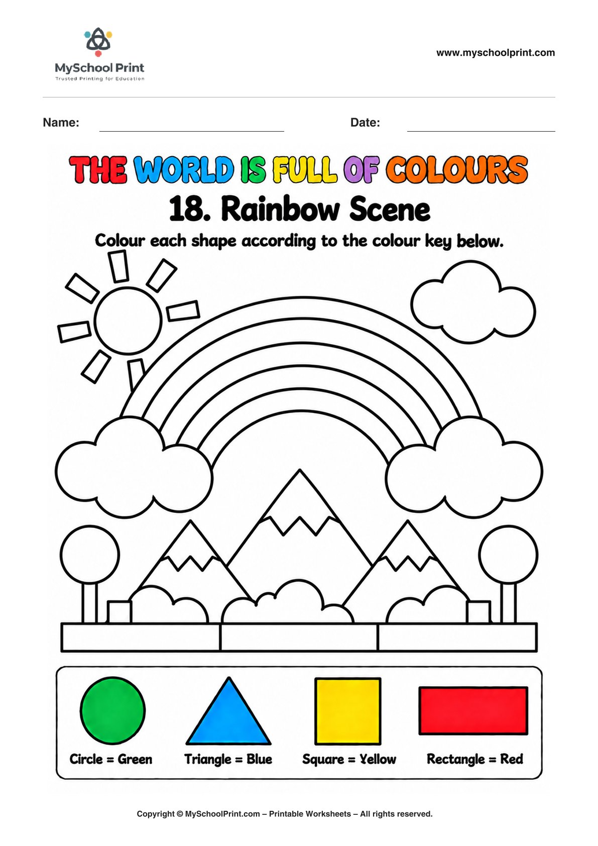 shape coloring worksheet 75 for preschool and kindergarten
