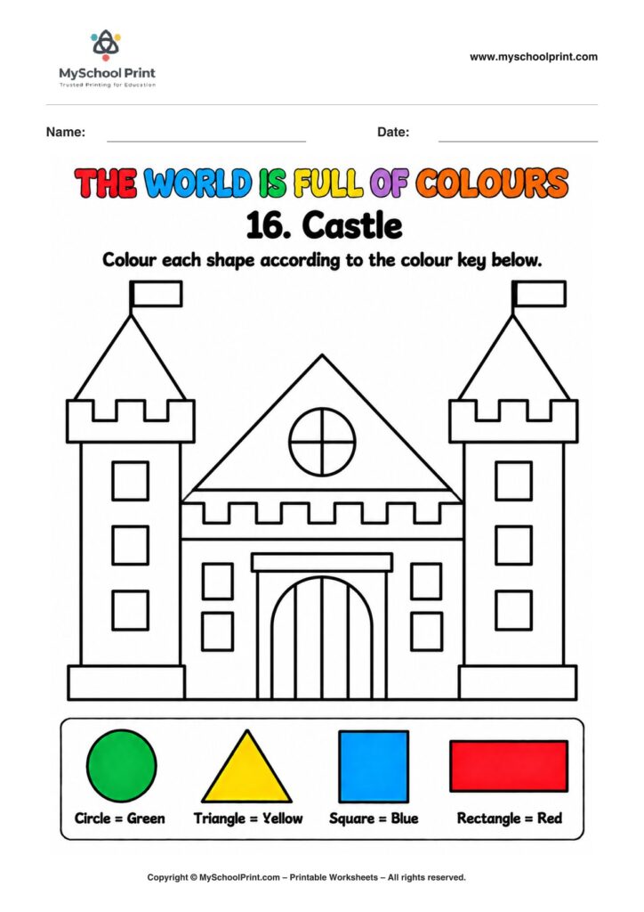 shape coloring worksheet 77 for preschool and kindergarten