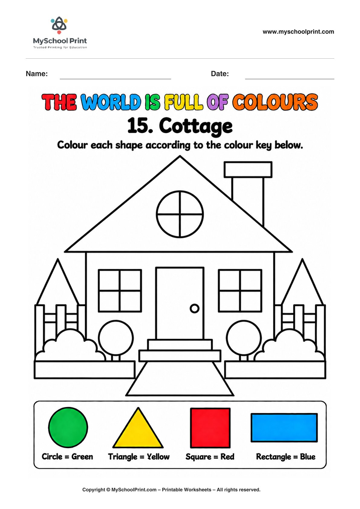 shape coloring worksheet 79 for preschool and kindergarten