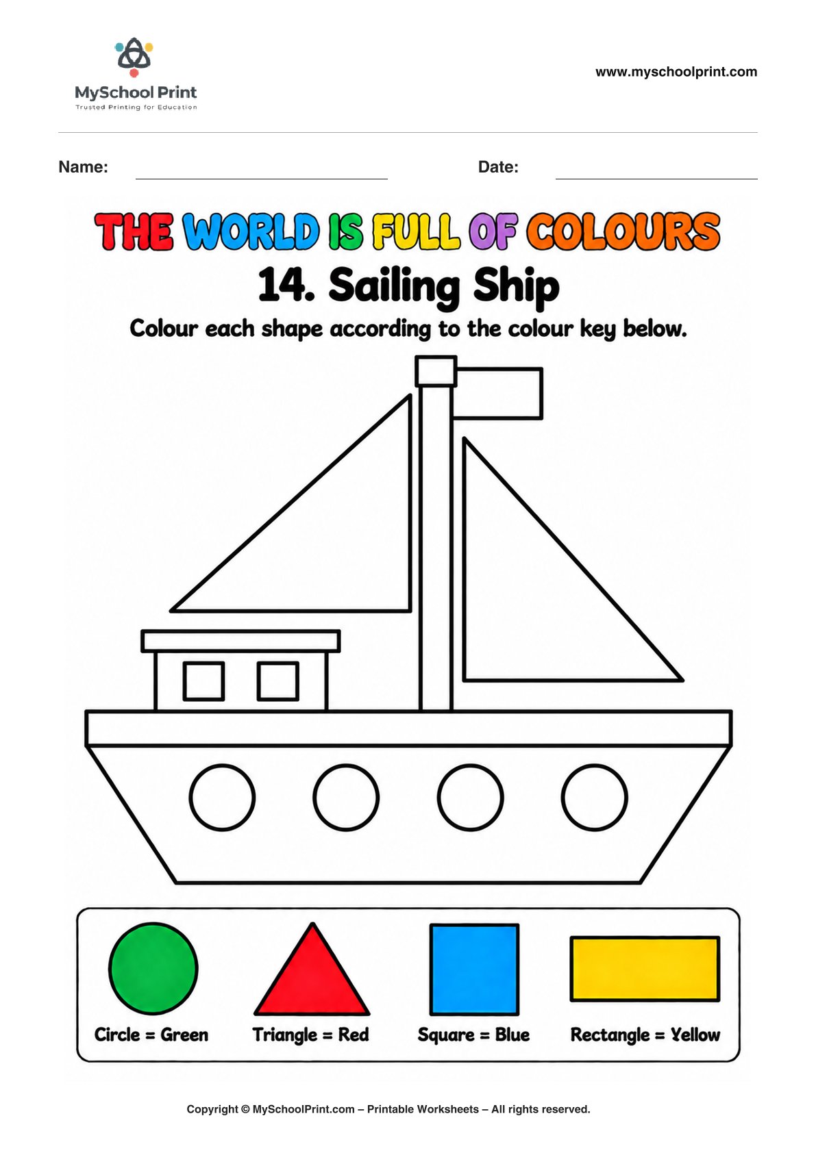 shape coloring worksheet 80 for preschool and kindergarten