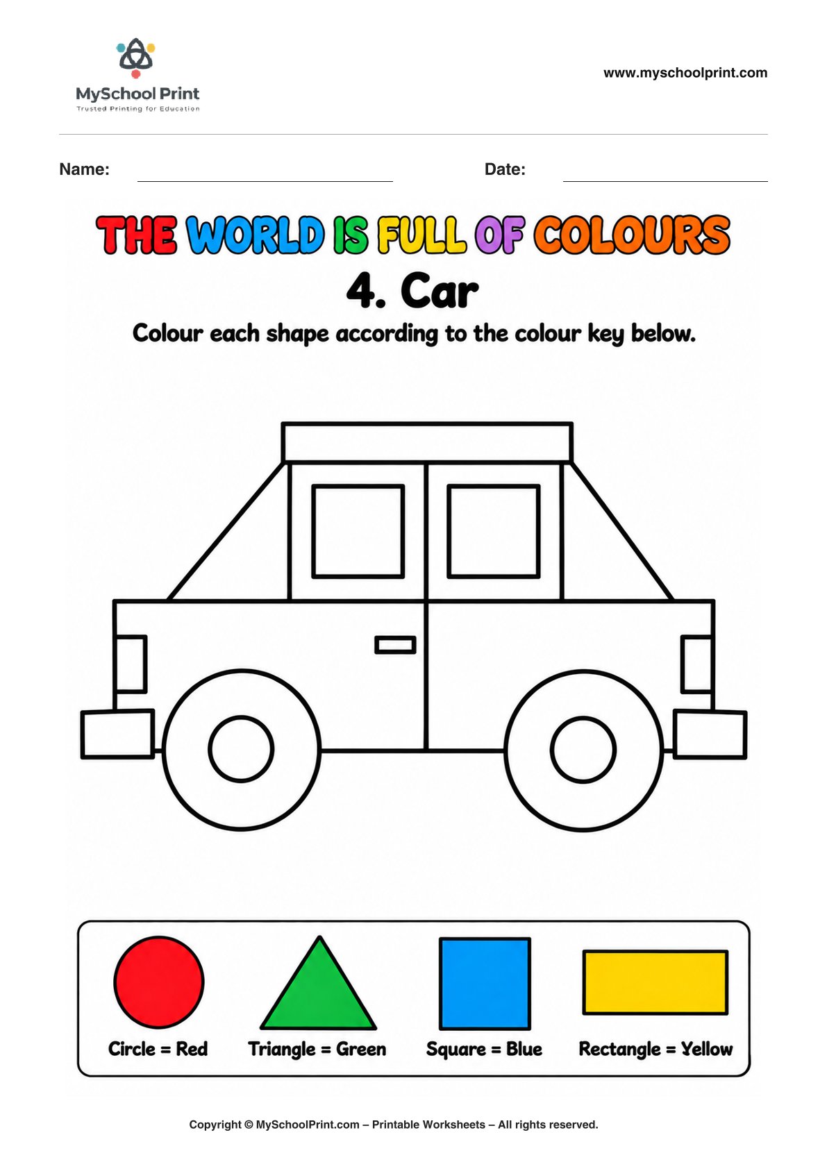 shape coloring worksheet 91 for preschool and kindergarten