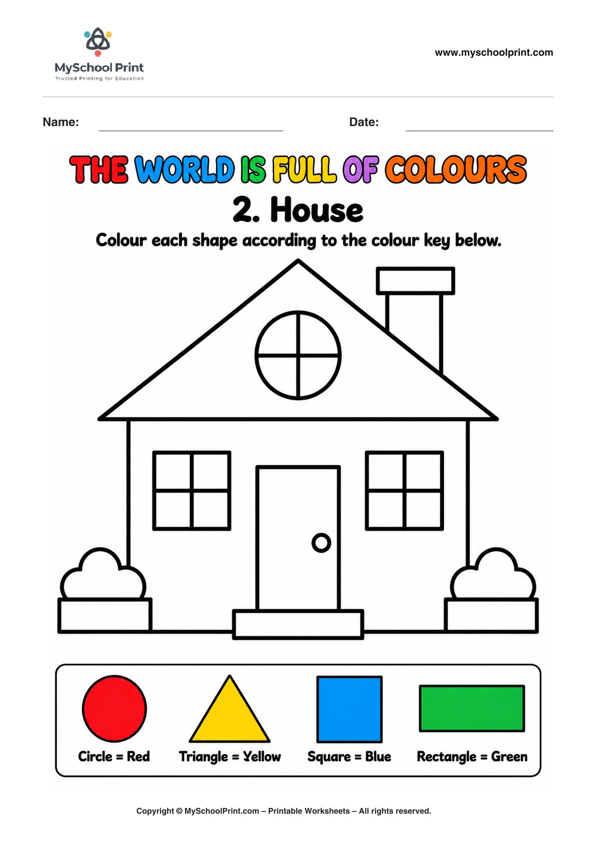 shape coloring worksheet 93 for preschool and kindergarten