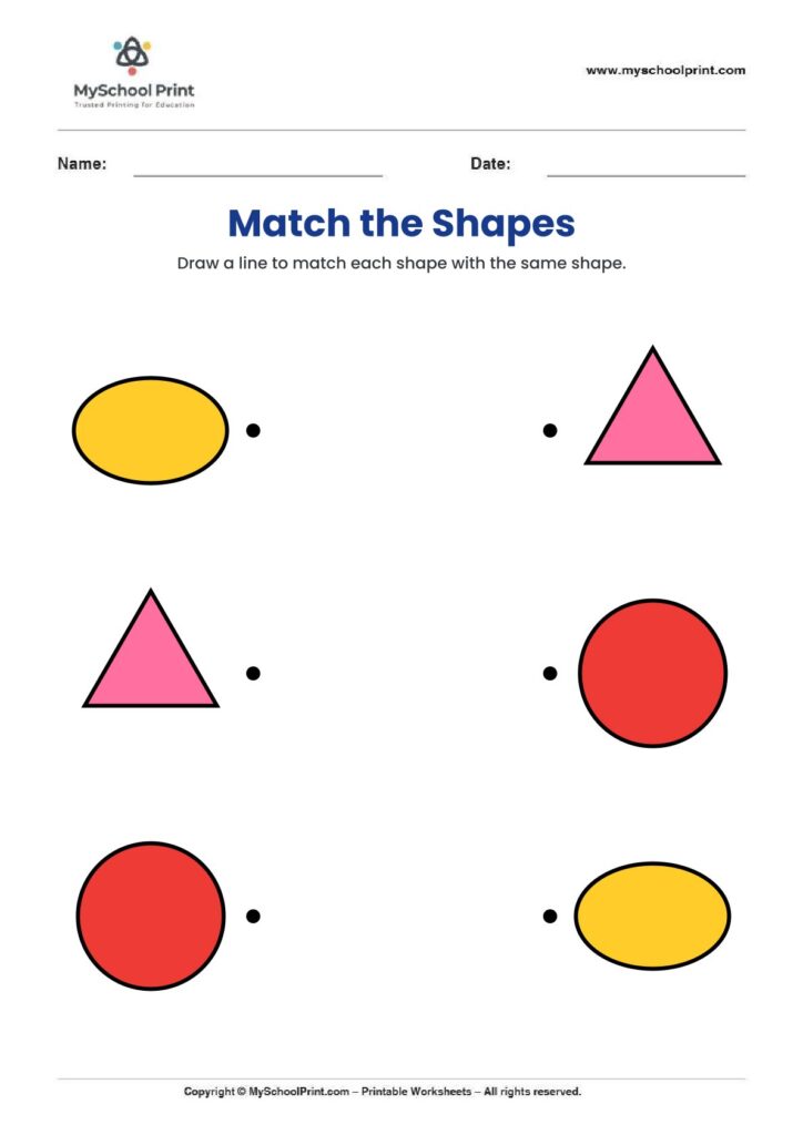 shape matching worksheet 1 for preschool and kindergarten