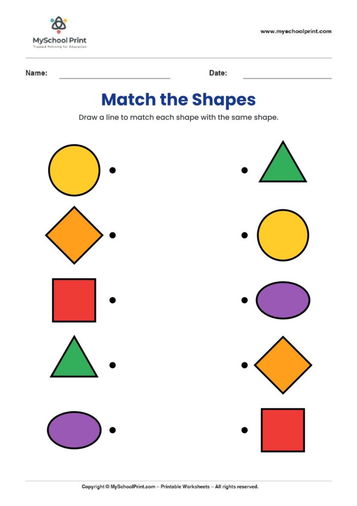 shape matching worksheet 11 for preschool and kindergarten
