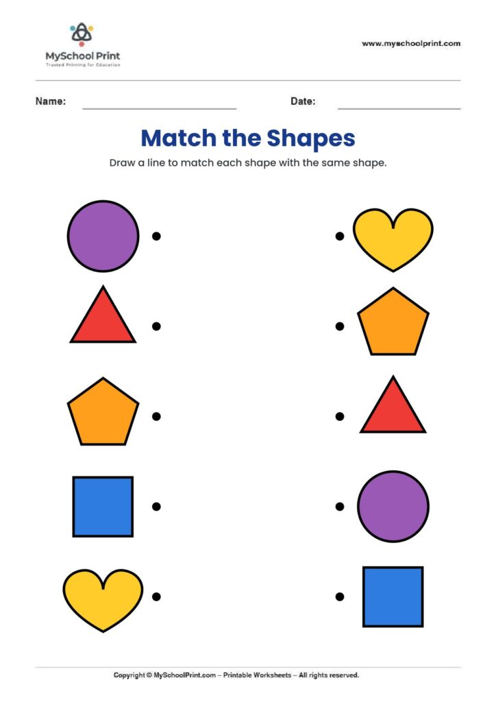 shape matching worksheet 14 for preschool and kindergarten