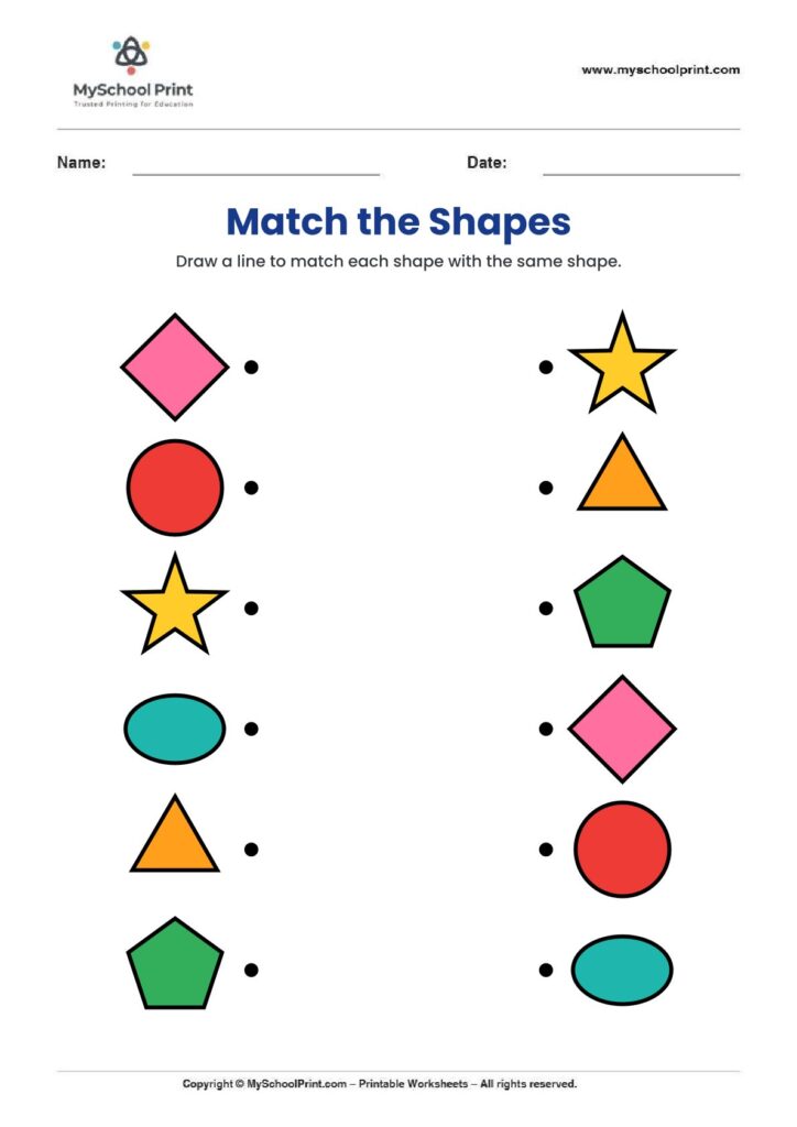 shape matching worksheet 16 for preschool and kindergarten