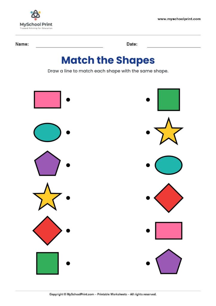 shape matching worksheet 18 for preschool and kindergarten