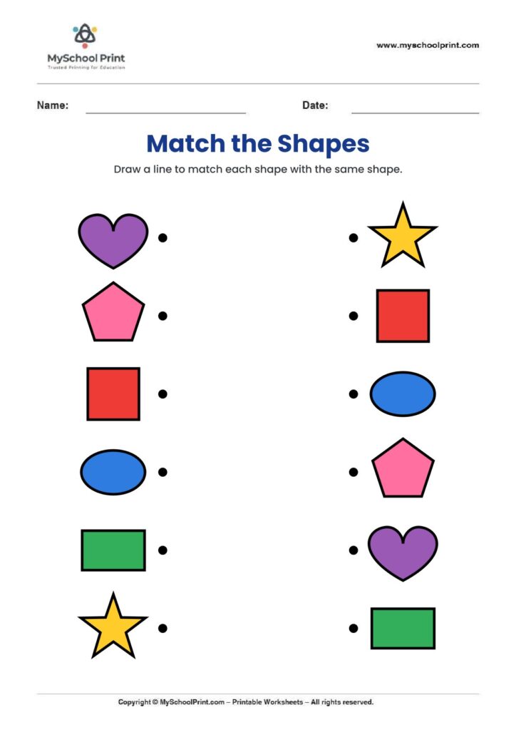 shape matching worksheet 19 for preschool and kindergarten