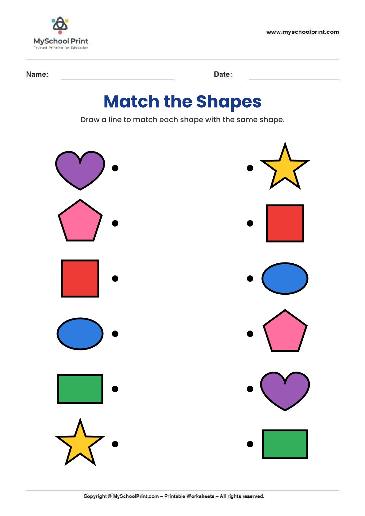 shape matching worksheet 19 for preschool and kindergarten