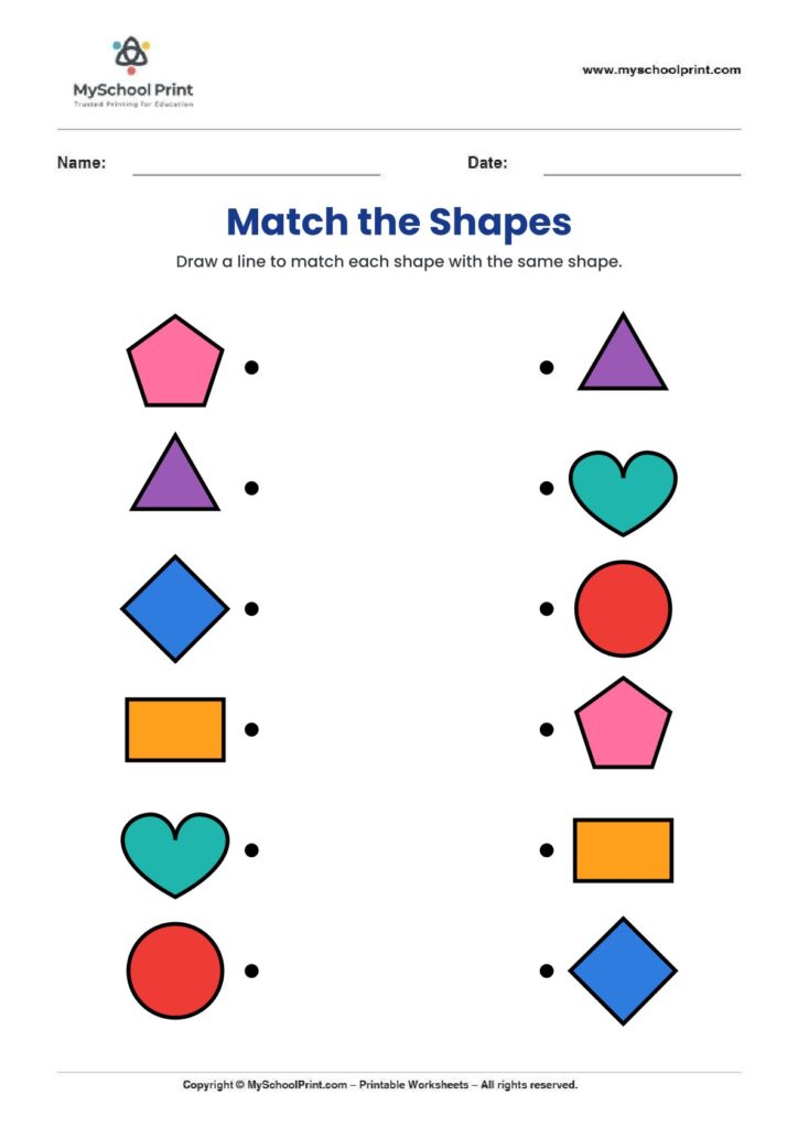 shape matching worksheet 20 for preschool and kindergarten