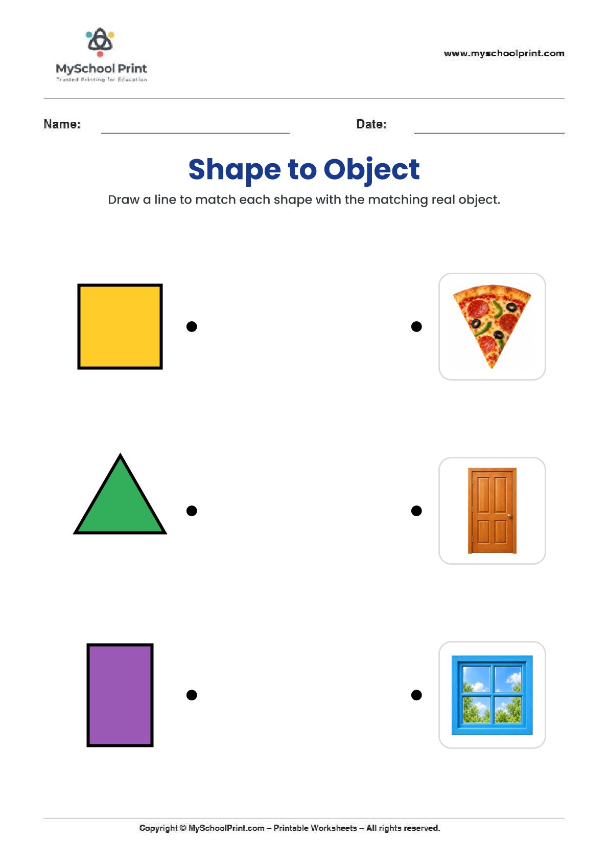 shape matching worksheet 22 for preschool and kindergarten