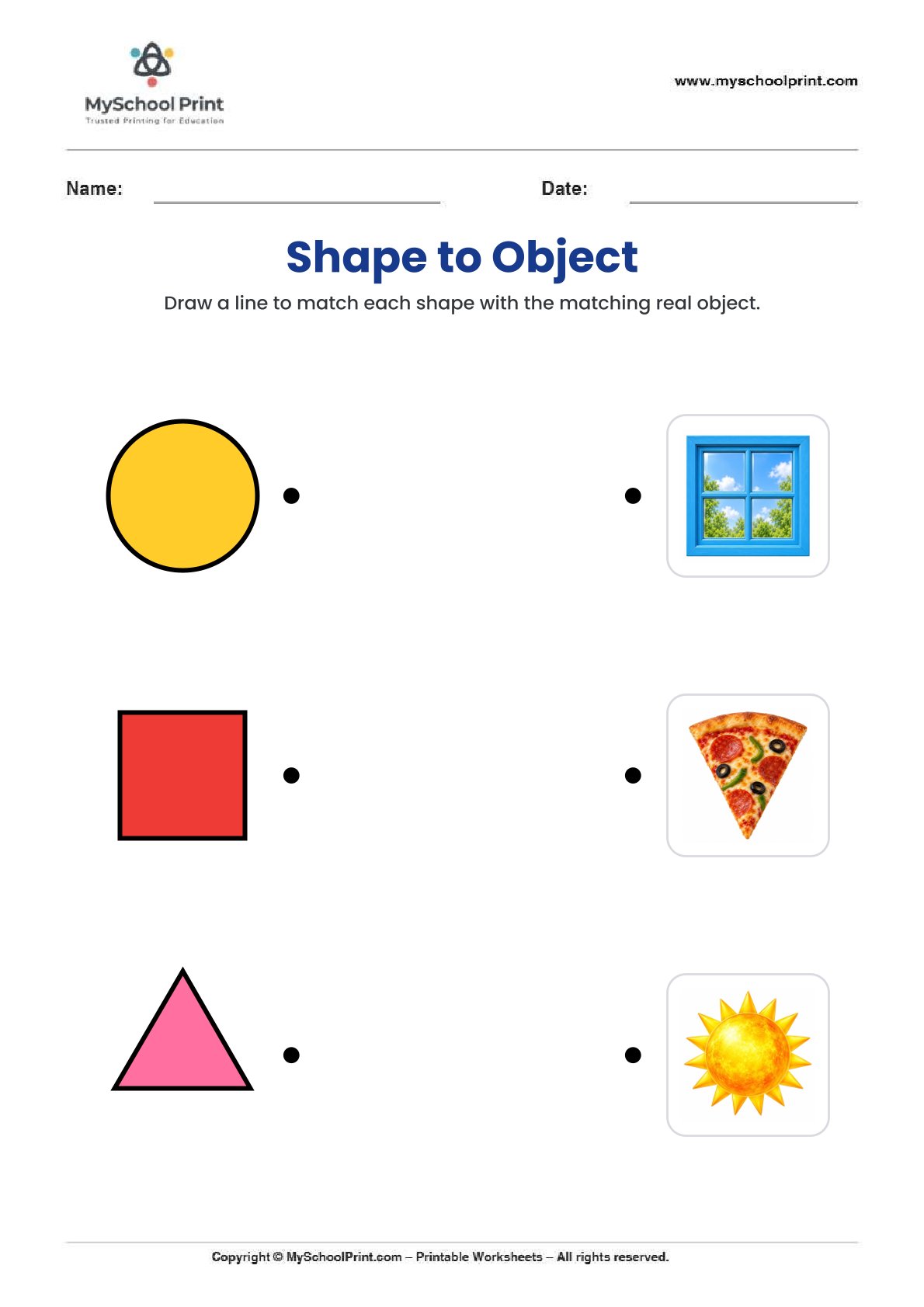 shape matching worksheet 23 for preschool and kindergarten
