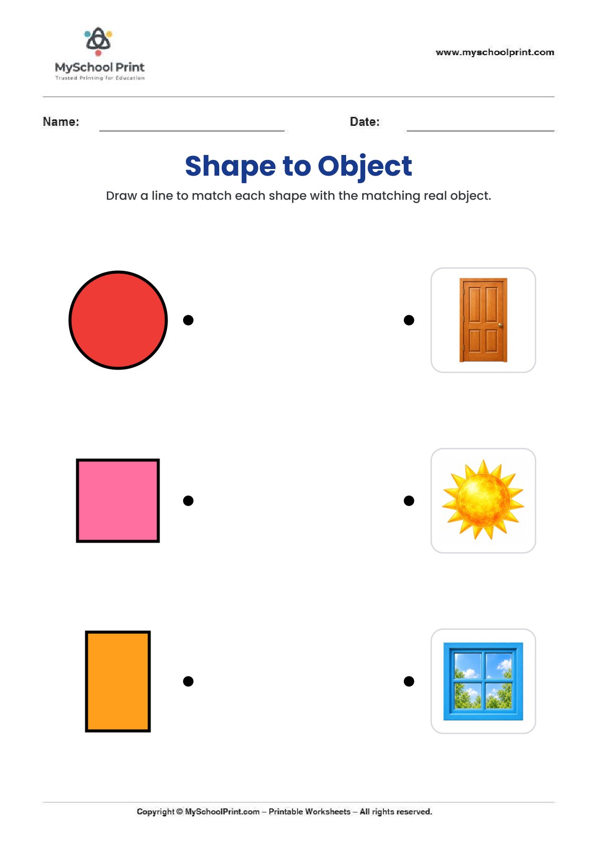 shape matching worksheet 24 for preschool and kindergarten