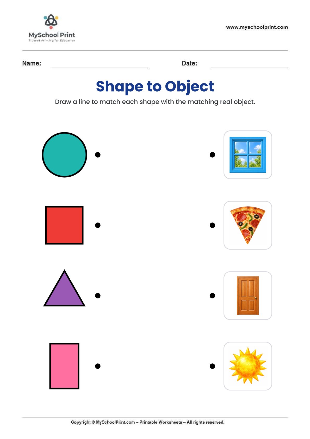 shape matching worksheet 25 for preschool and kindergarten