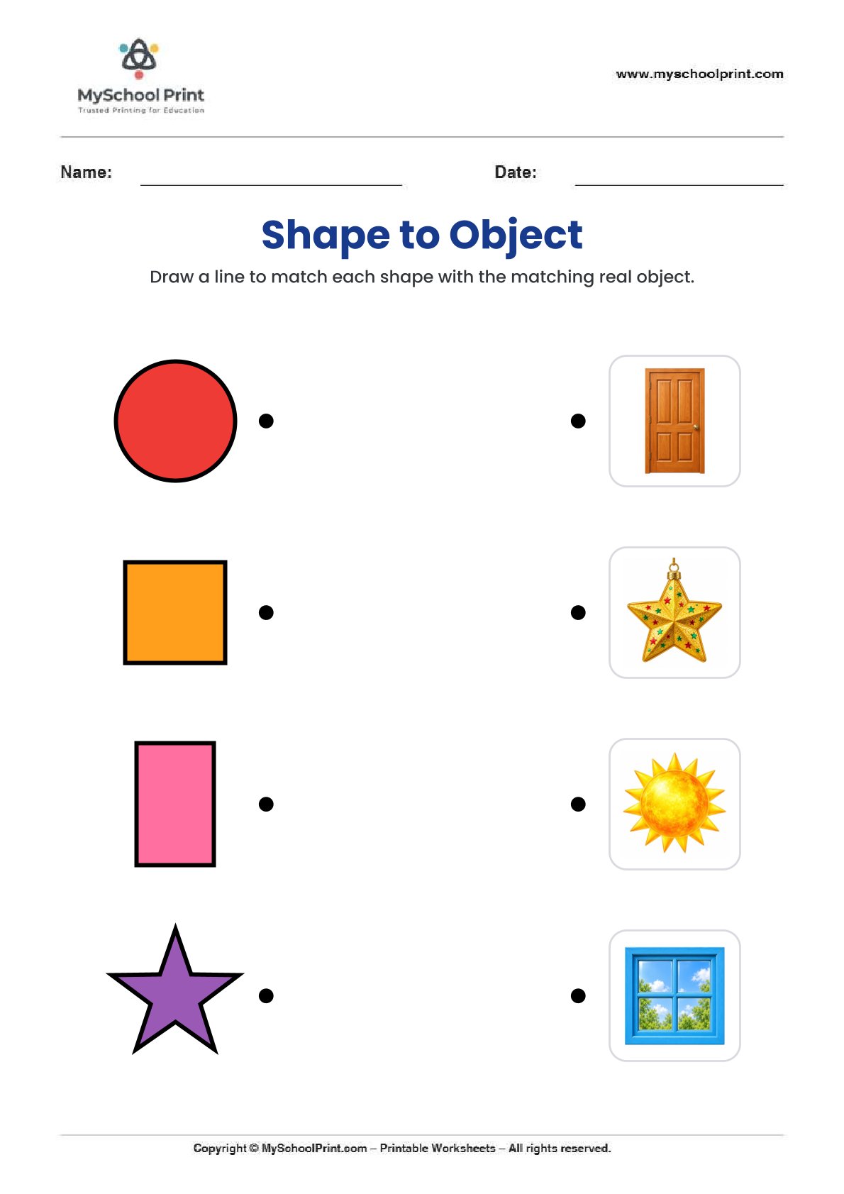 shape matching worksheet 27 for preschool and kindergarten
