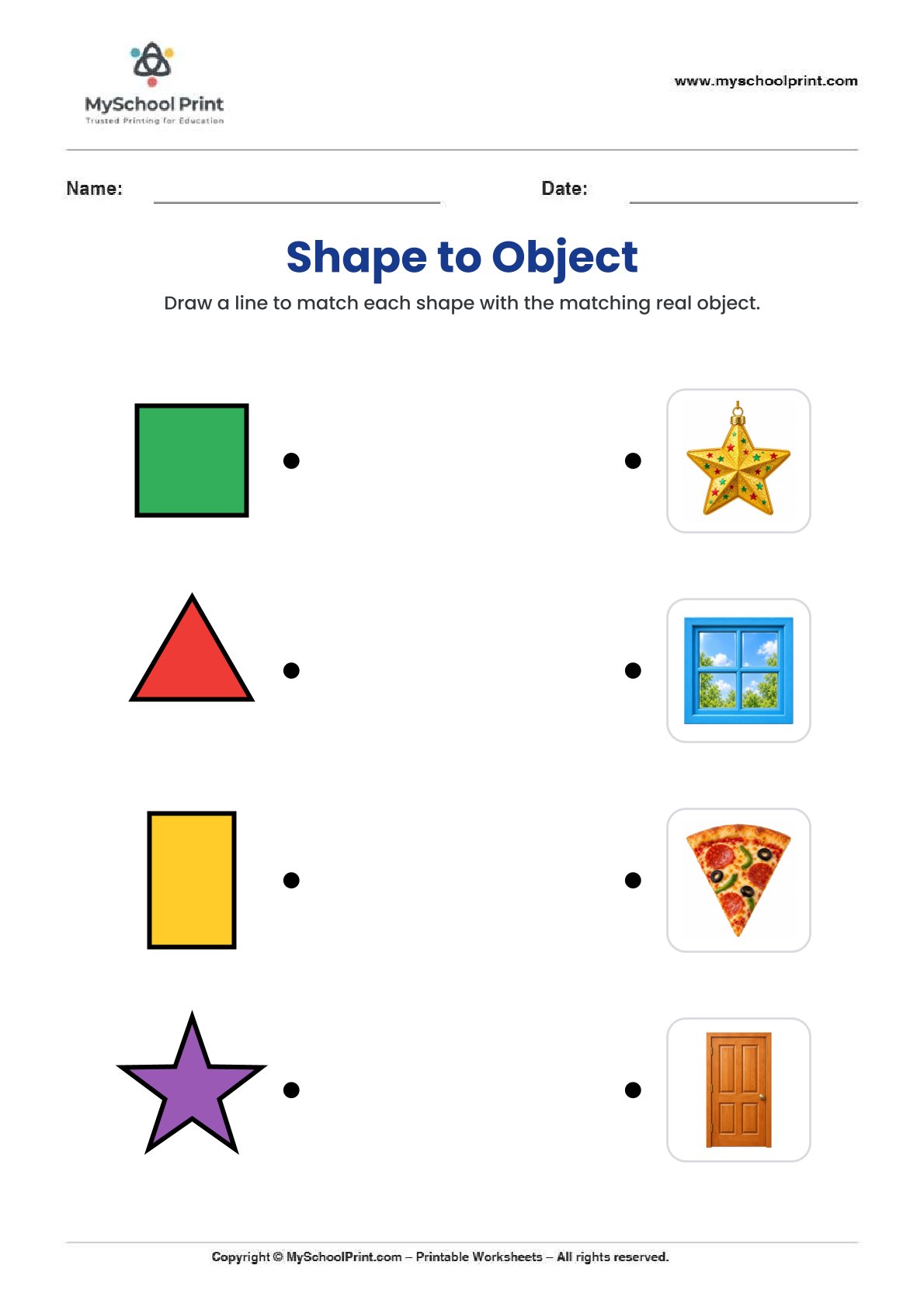 shape matching worksheet 29 for preschool and kindergarten