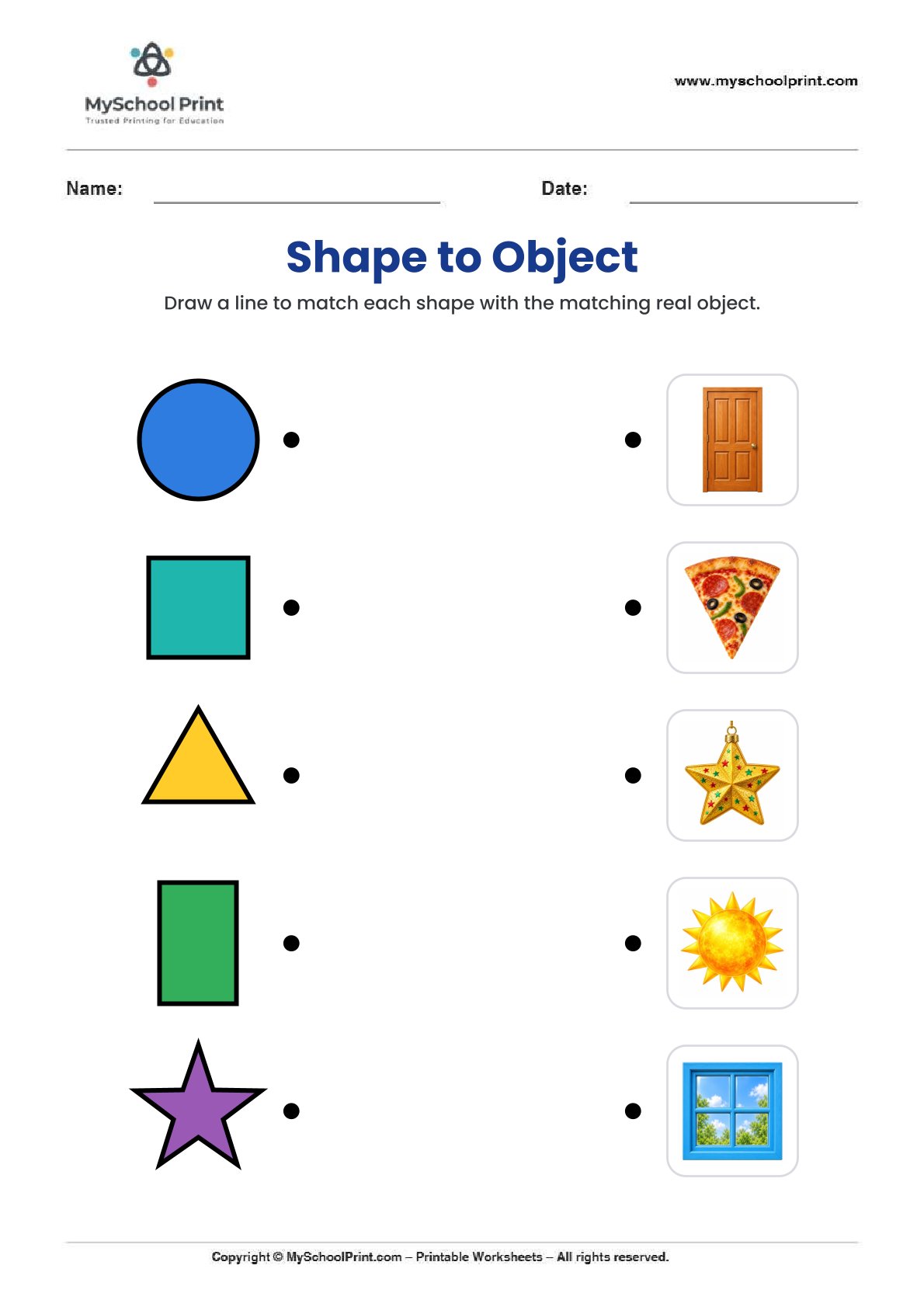 shape matching worksheet 30 for preschool and kindergarten