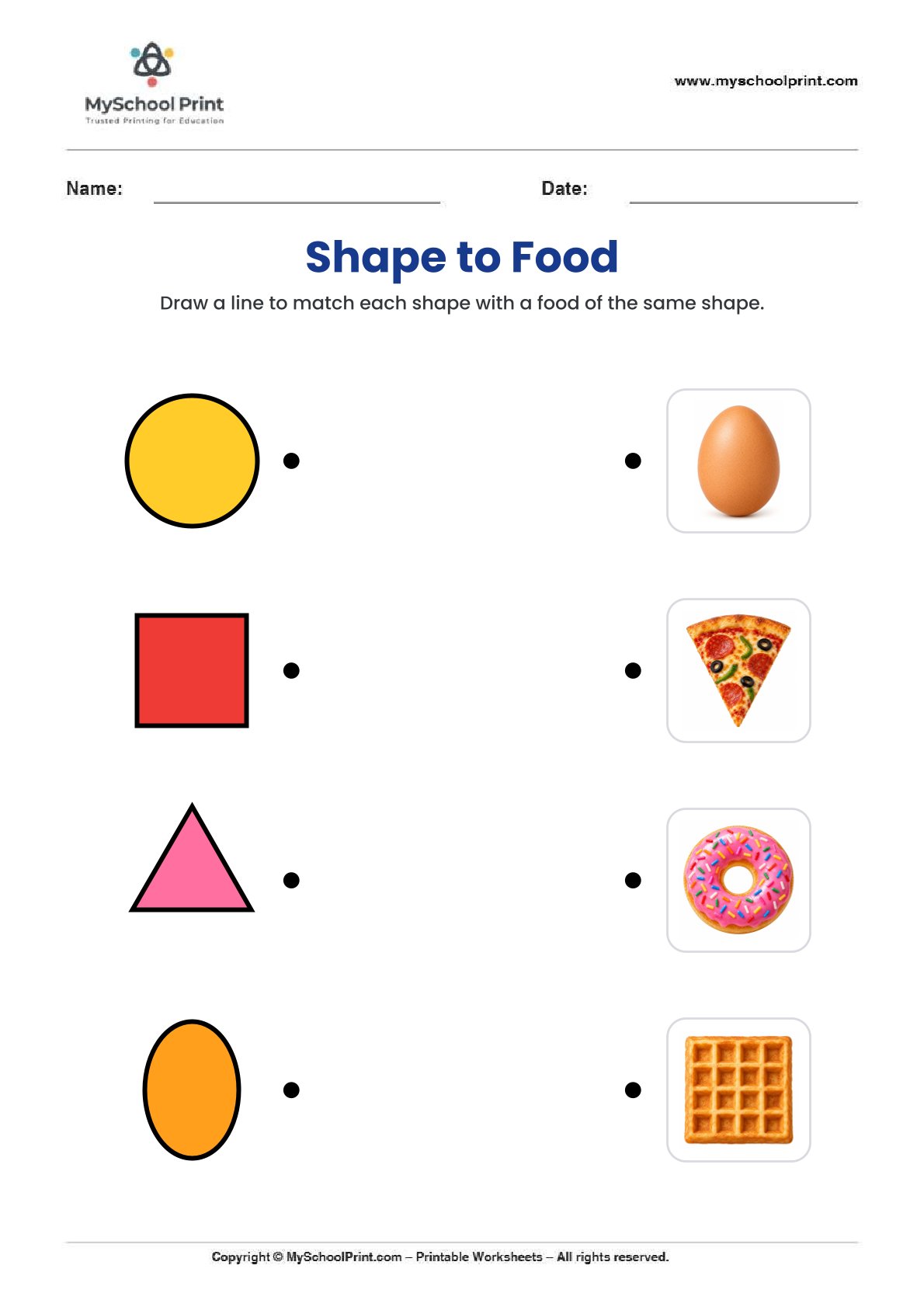 shape matching worksheet 37 for preschool and kindergarten